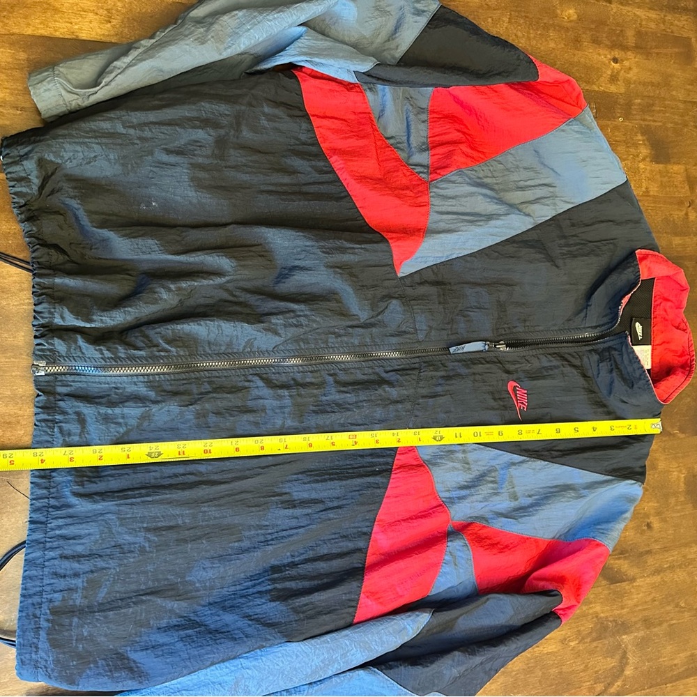 Vintage Nike XL Mens Windbreaker Full Zip Black Red Gray Retro Lightweight - Picture 6 of 9